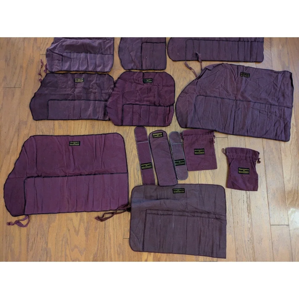 Large Lot 15 Bigelow Kennard Silver Burgundy Anti Tarnish Bag Boston MA